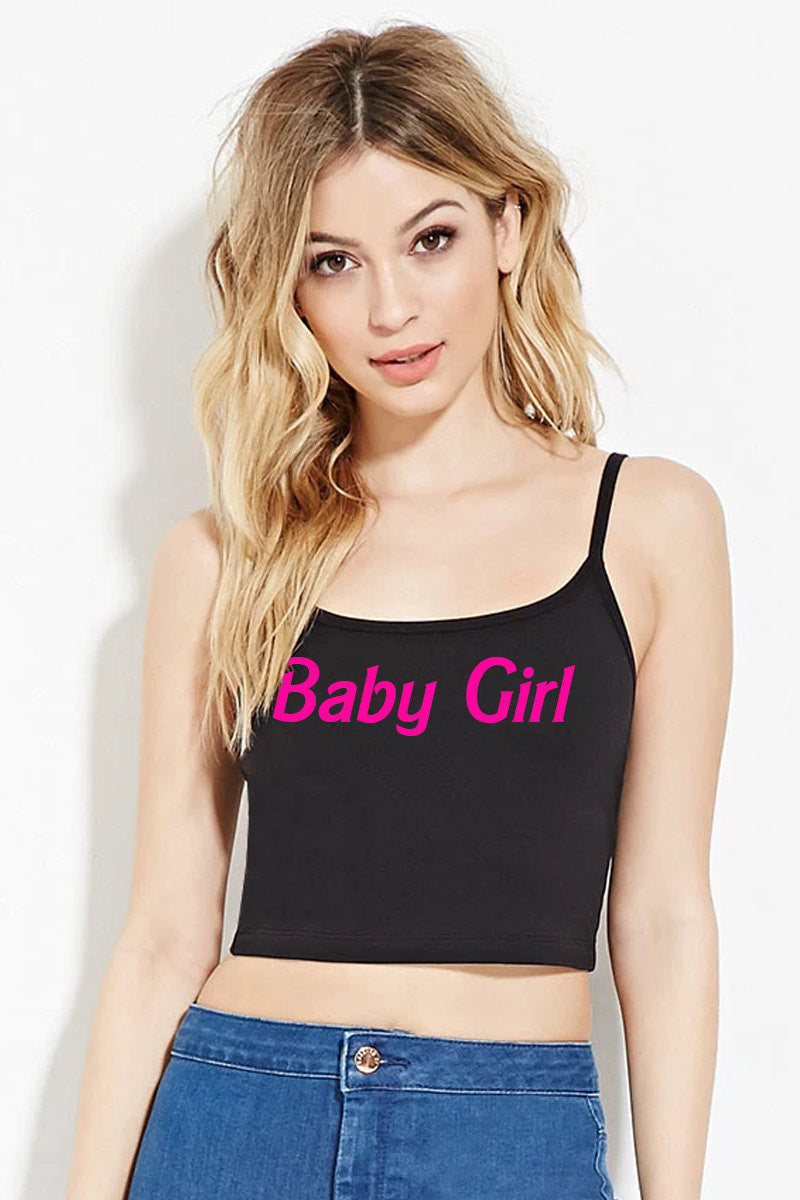 BABY GIRL CGL Daddy's Girl cute pink and black cropped tank top fun and flirty super cute shirt bright and colorful bubble gum or hot pink