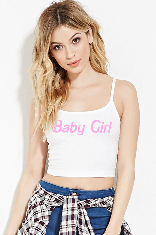 DADDY'S GIRL CGL cute pink and white cropped tank top fun and flirty super cute shirt bright and colorful bubble gum or hot pink