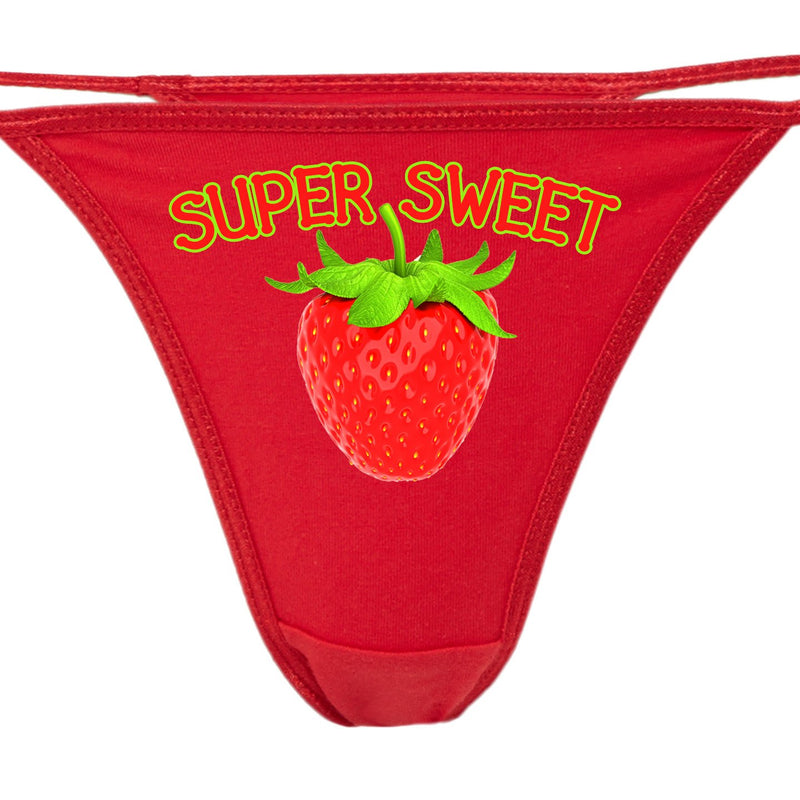 SUPER SWEET STRAWBERRY sexy thong your choice of 5 colors fun and flirty - great for bachelorette panty game
