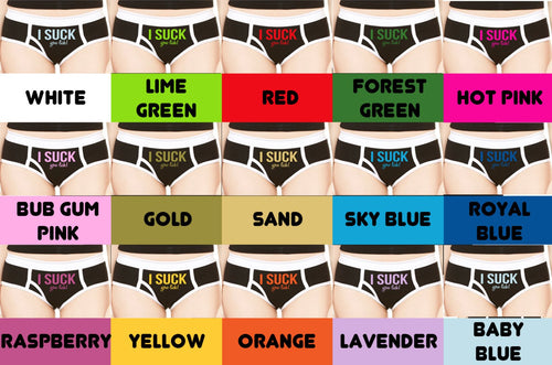 I SUCK YOU LICK boyfriends brief style panties underwear funny sexy rude oral crude risque funny gift bachelorette hen party panty game