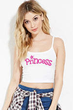 PRINCESS Daddys Girl CGL cute cropped white tank top fun and flirty super cute shirt bright and colorful