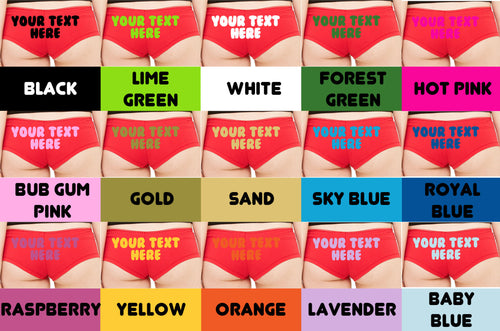 PERSONALIZED underwerar YOUR MESSAGE colors & logo boy short Red Panties boyshort sexy funny rude slutty slut bachelorette party panty game