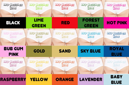 PERSONALIZED PANTIES Your MESSAGE choice of colors & logo white boy short boyshort sexy funny rude slutty slut bachelorette party panty game