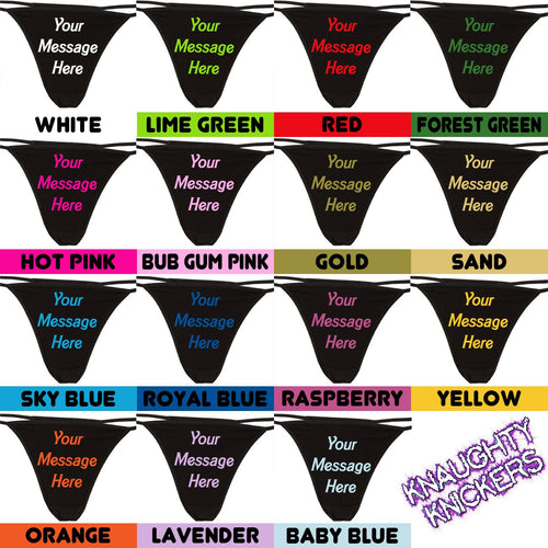 PERSONALIZED THONG underwear Your MESSAGE choice of colors and logo sexy funny rude slutty slut bachelorette hen party the panty game