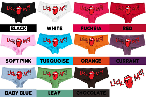 LICK ME eat me out panties boy short boyshort lots color choices sexy funny flirty bachelorette panty game hen party rude crude oral sex