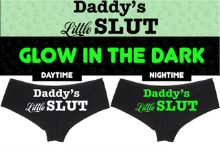 Glow In The Dark - Daddy's Little Slut - Black Boyshort