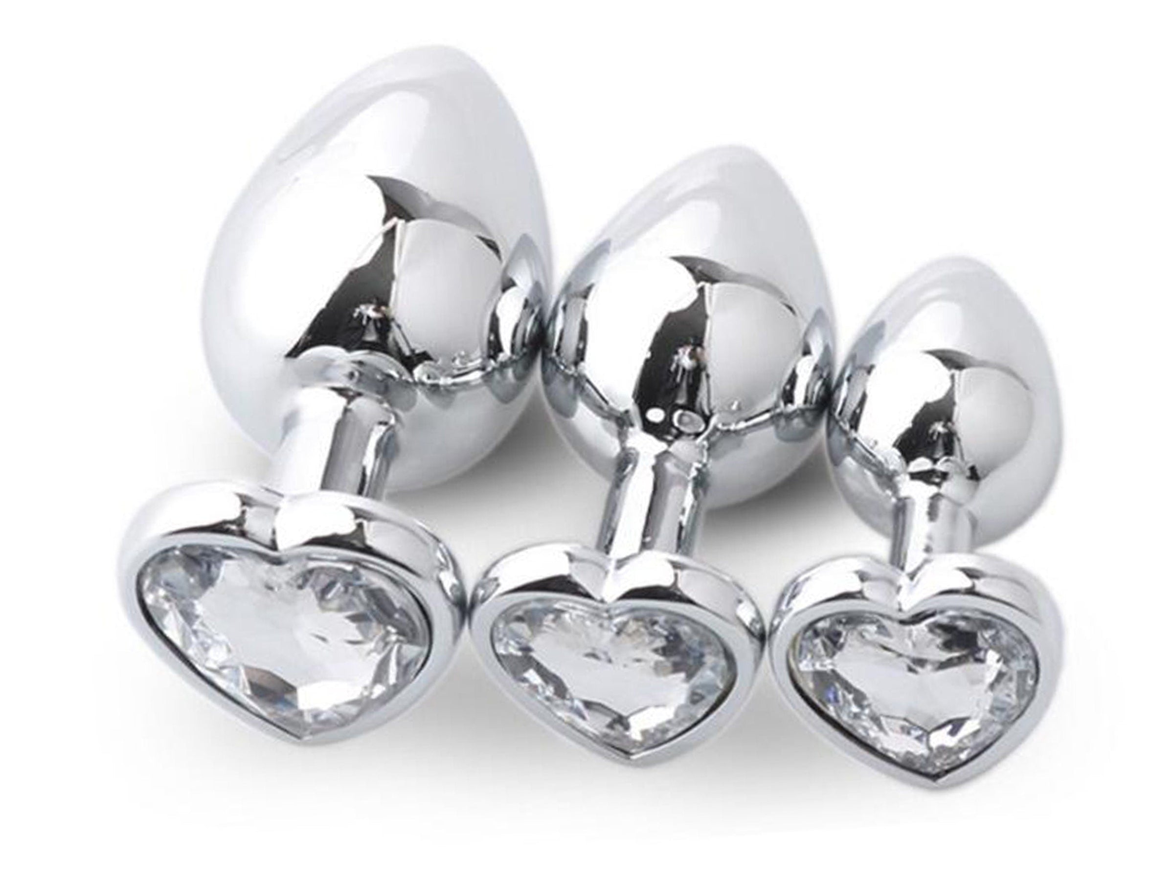 CLEAR White HEART SHAPED Acrylic Crystal Butt plug sizes anal toy