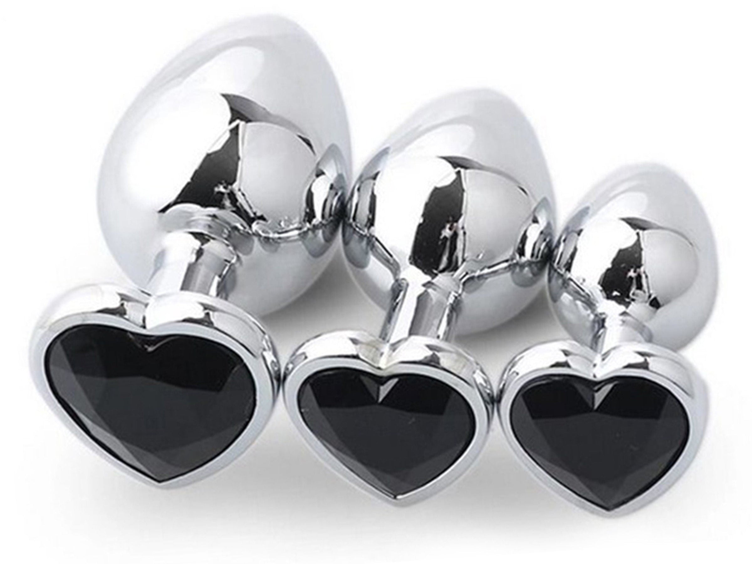 BLACK HEART Shaped Acrylic Crystal Butt plug 3 sizes anal toy sex jewe image photo