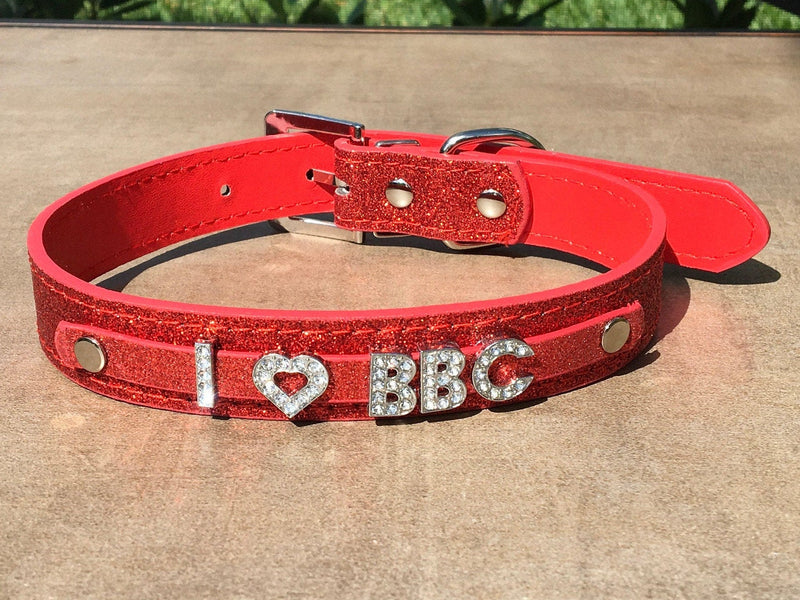 I LOVE BBC I Heart Big Black Cock rhinestone choker Sparkly Baby Pink leather collar Queen of Spades hotwife shared owned Vixen Cuckold Cuck