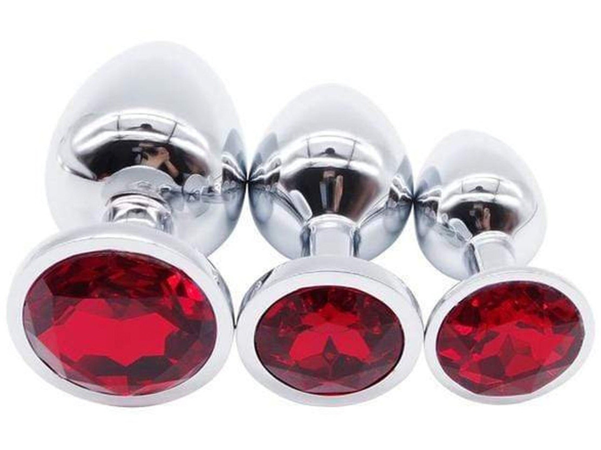 RED ROUND Acrylic Crystal Butt plug in 3 sizes anal toy sex jeweled as