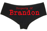 PERSONALIZED PROPERTY OF submissive owned slave boy short panty Panties boyshort sexy funny Rear Center rude slutty slut collar collared