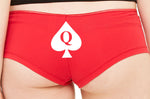 QUEEN of SPADES for BBC lovers owned slave boy short panty Panties boyshort sexy funny rude slutty slut collar collared hotwife hot wife red