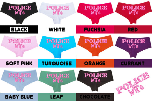 POLICE WIFE PINK camo design new honeymoon engagement bridal bachelorette boy short panty Panties boyshort cop sexy funny party force Wifey